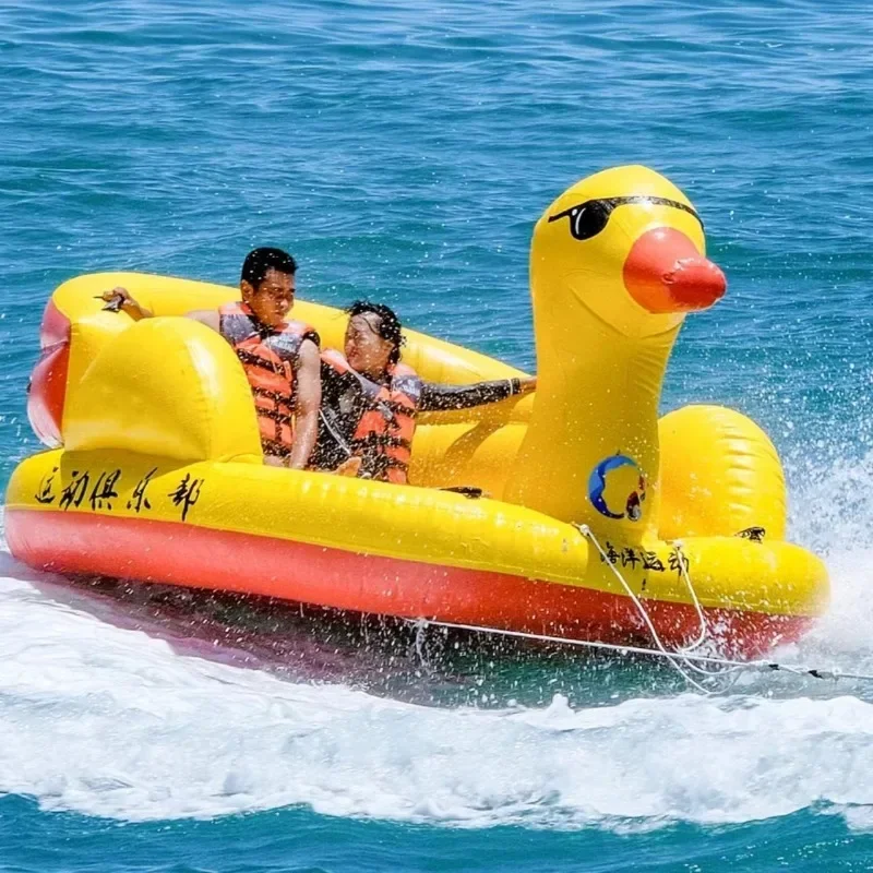 Inflatable sea yellow duck, duck skin raft, big yellow duck surfing boat, water towing cool duck, banana boat, speedboat