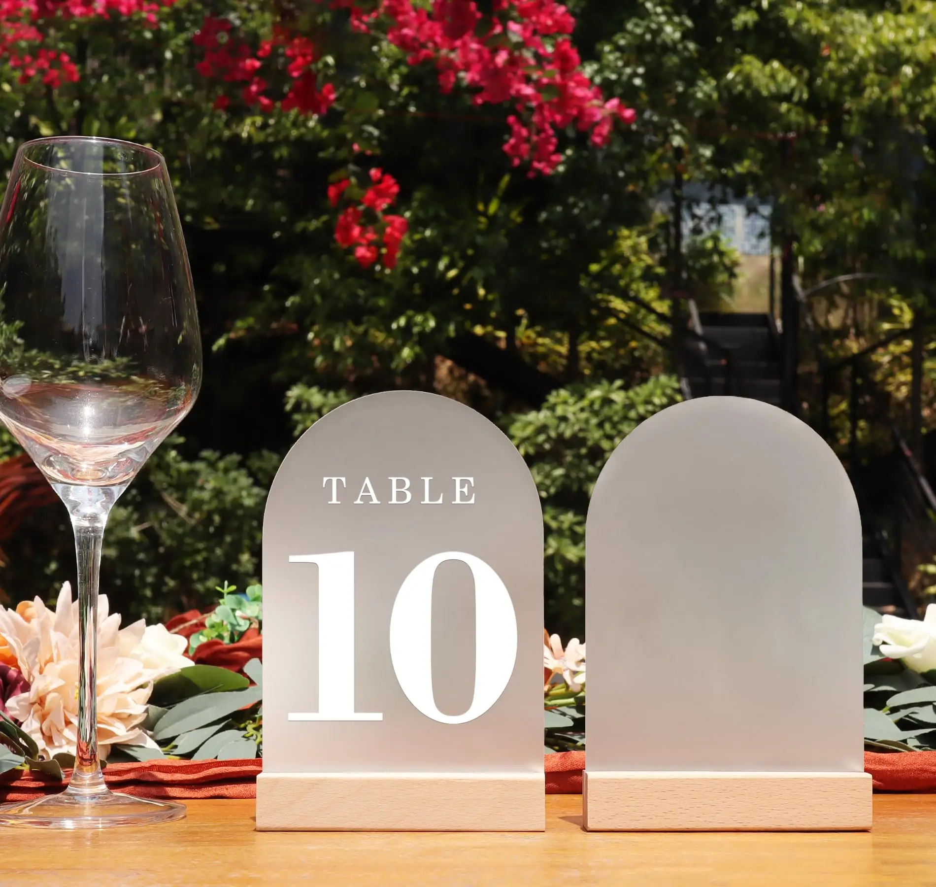 Acrylic Sign Blank Sheet with Wooden Stands Holders Wedding Table Numbers,Arch Sign for Wedding Reception,Decoration,Party,Event