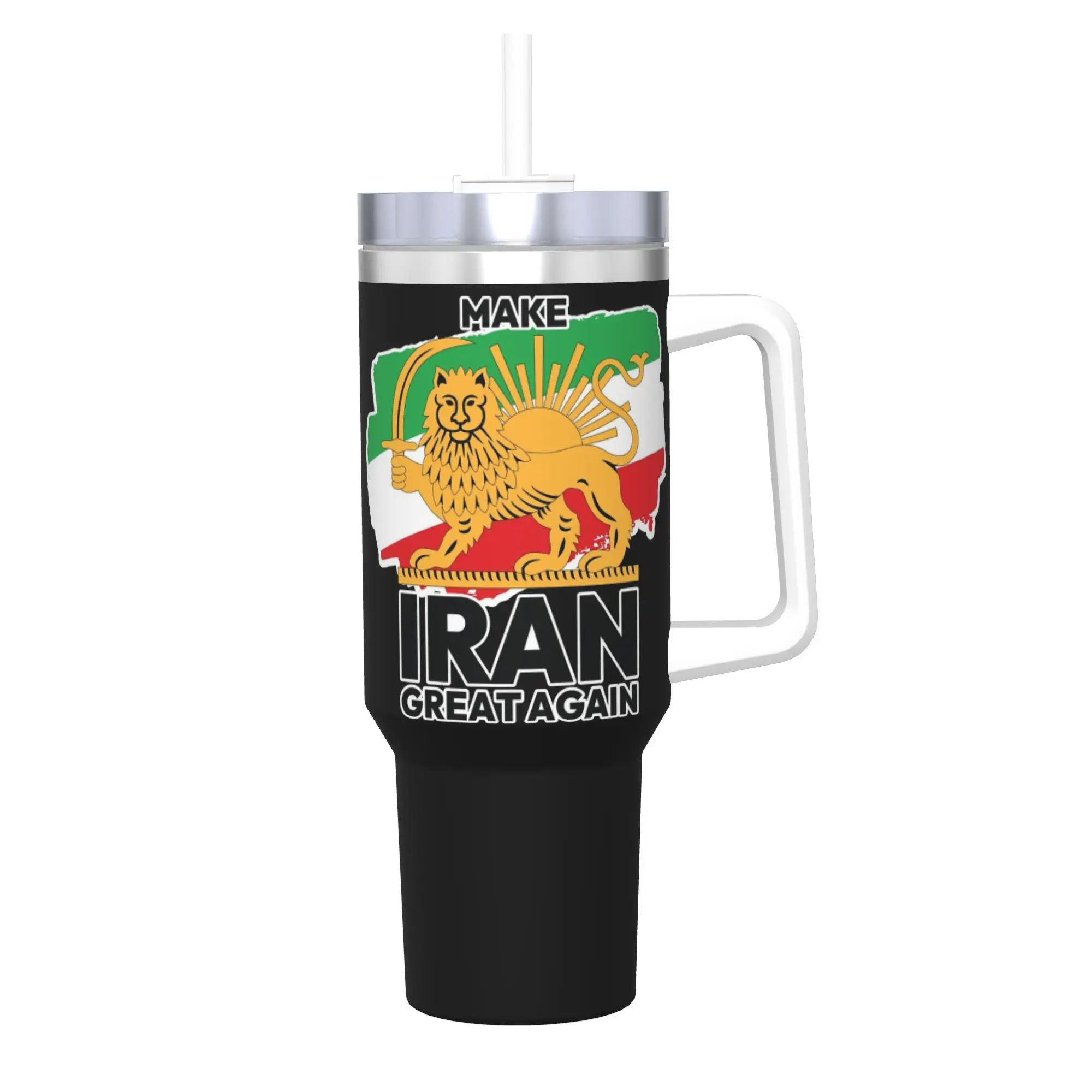 

Make Iran Great Again MIGA Tumbler With Straw Stainless Steel Travel Mugs Double Wall Vacuum Insulated for Cold Or Hot 40oz