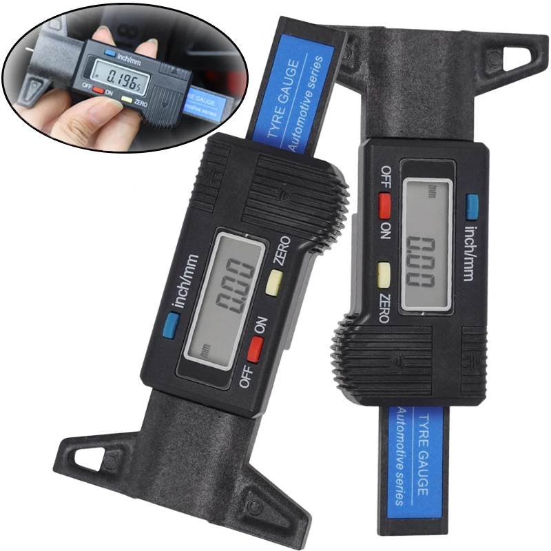 Car Tyre Tire Tread Depth Gauge Meter Digital Measurer Tool Caliper Thickness Gauges Tread Brake Pad Shoe Tire Monitoring System