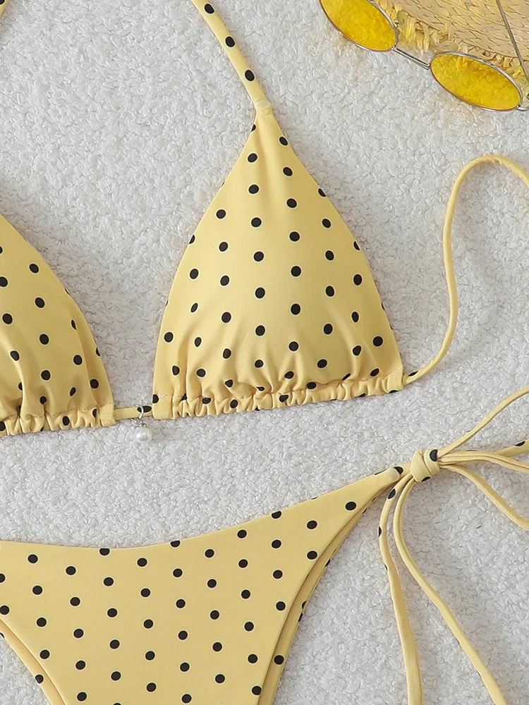 Trend Bikinis 2026 Women's Swimsuit Sexy Pearl Micro Bikinis Sets Dot Print Female Swimwear for Woman Bathing Suits Beachwear