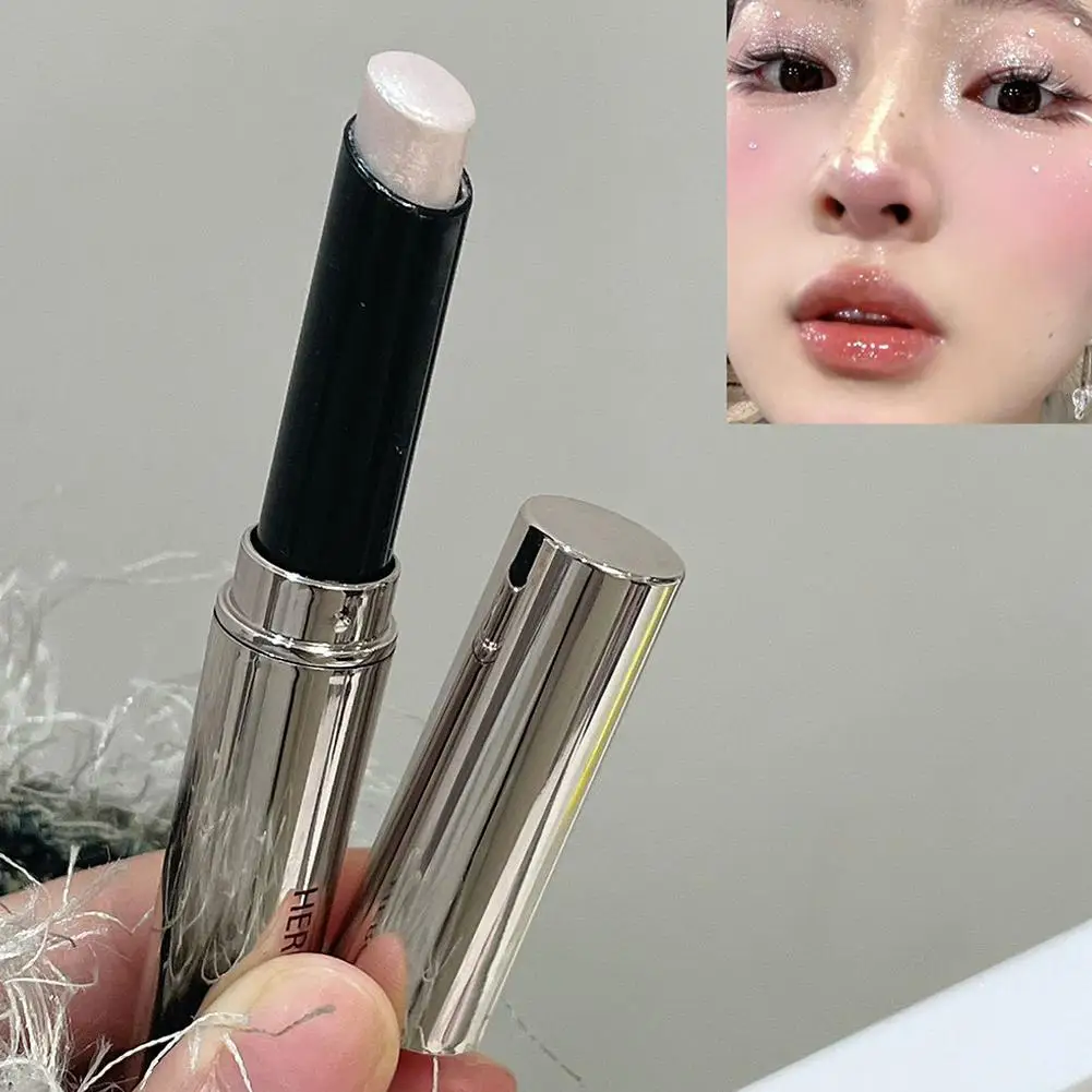 Lápis de sombra iluminador de ponta dupla – cintilante, iluminador, de longa duração, sem manchas, bastão brilhante perolado para maquiagem