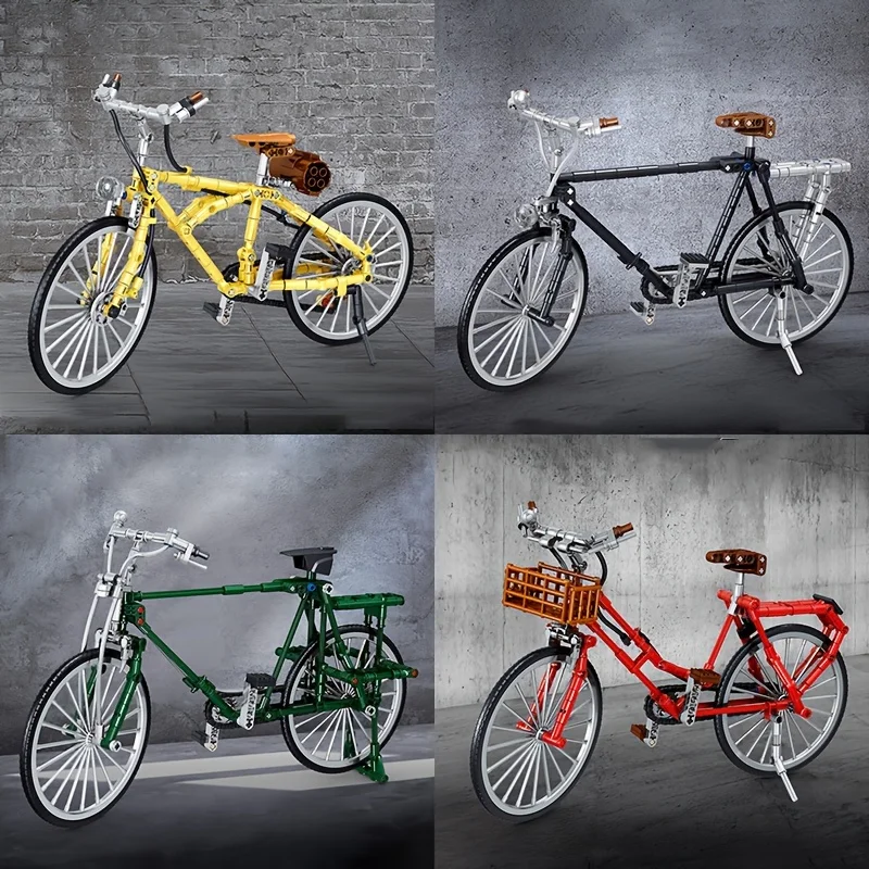 

Ретро комплект моделей кирпичного велосипеда, красочный горный велосипед с аксессуарами, игрушечная модель, винтажный детальный декор для строительного велосипеда, 1126 шт.