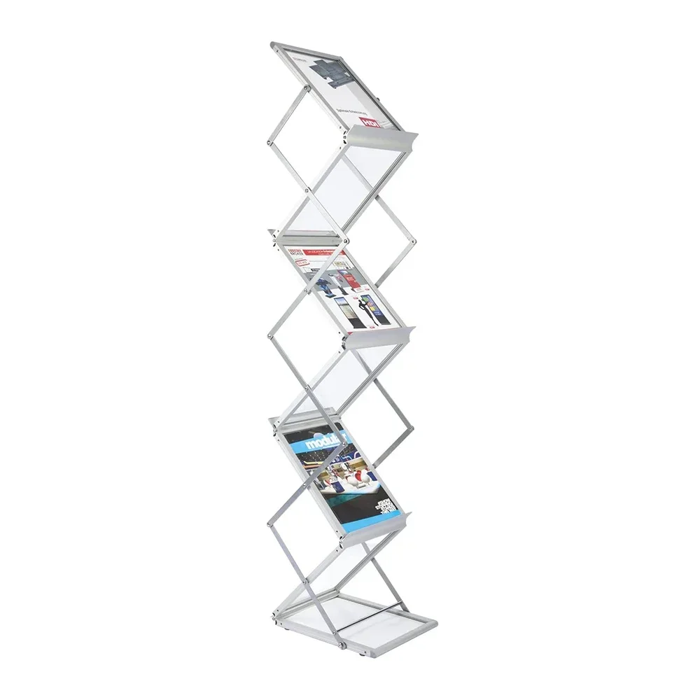 Literature Catalog Rack Foldable Magazine Brochure Display Rack Stand for Office Store and Exhibition Trade Show