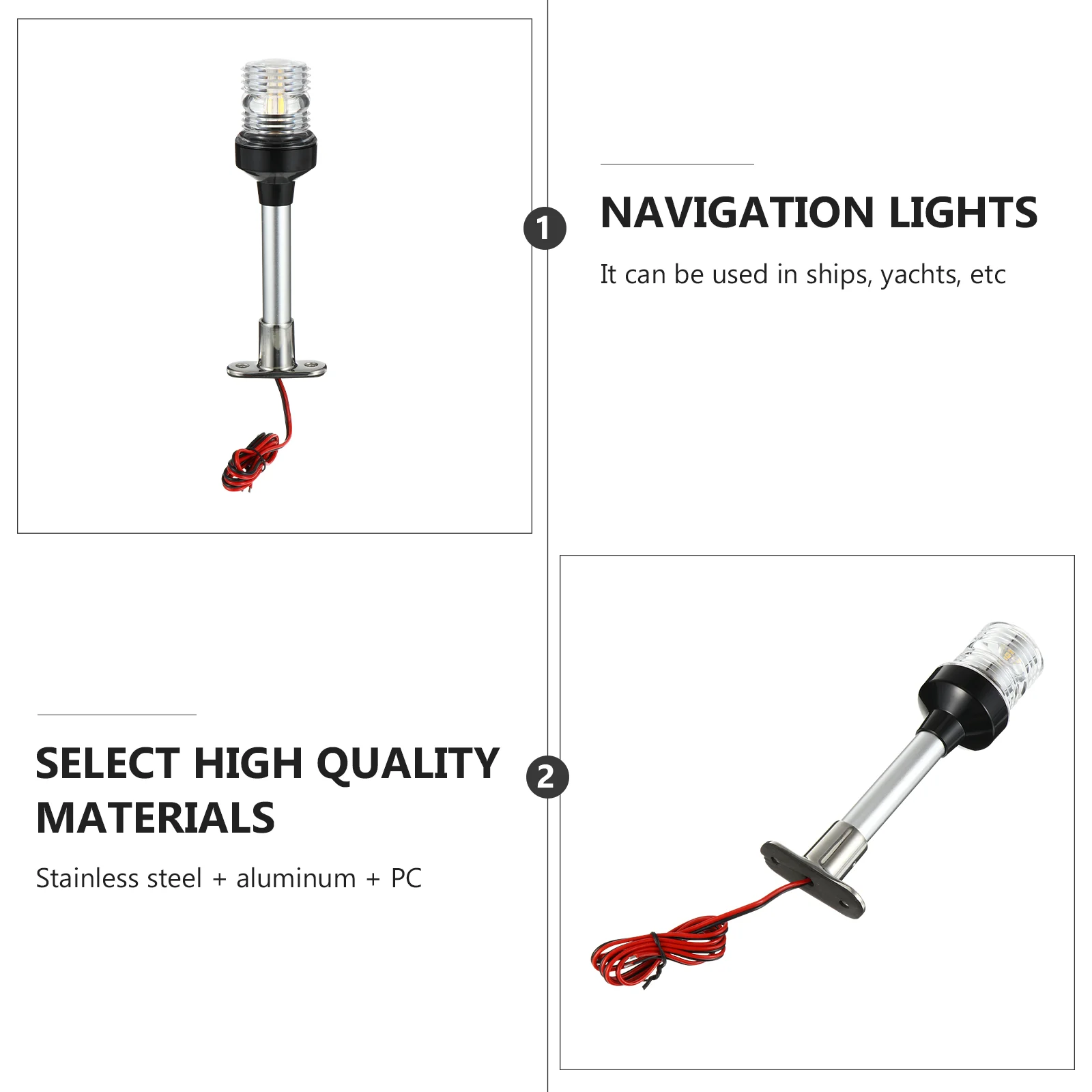 

8" All-Round Led Navigation Light 2 Nautical Mile Ip66 Waterproof For Boat Yacht Fishing Vessel Fixed Mount Anchor Lamp