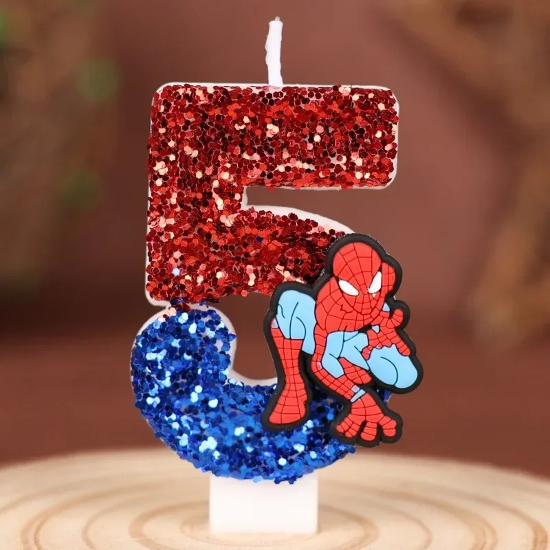 Marvel-Figur Glitzer-Digitalkerzen Geburtstagsparty-Kuchendekoration Kreatives Niedliches Handgemachtes Digital-Kerzen-Set – Detail 6