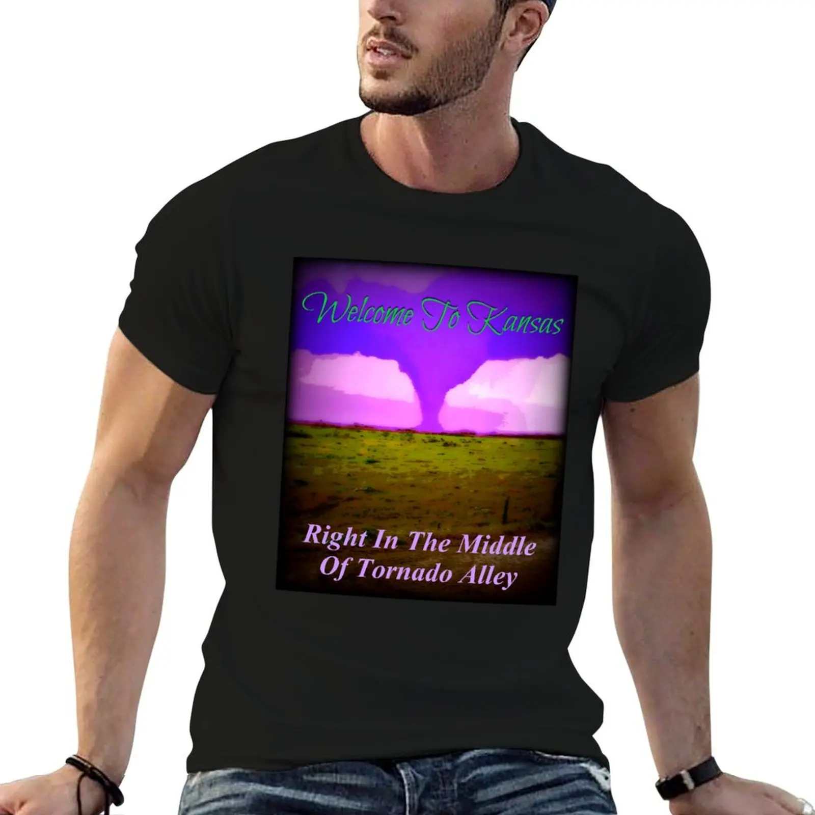 Welcome To Kansas {Tornado Alley} T-Shirt blanks cotton man t-shirts compression shirt men