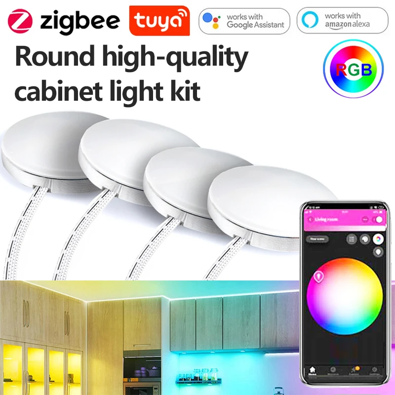 Zigbee 3.0 LED Under Cabinet Lighting Dimming RGB Kitchen Counter Furniture Lighting Kit for ZIGBEE 3.0 Smartthings Google Alexa