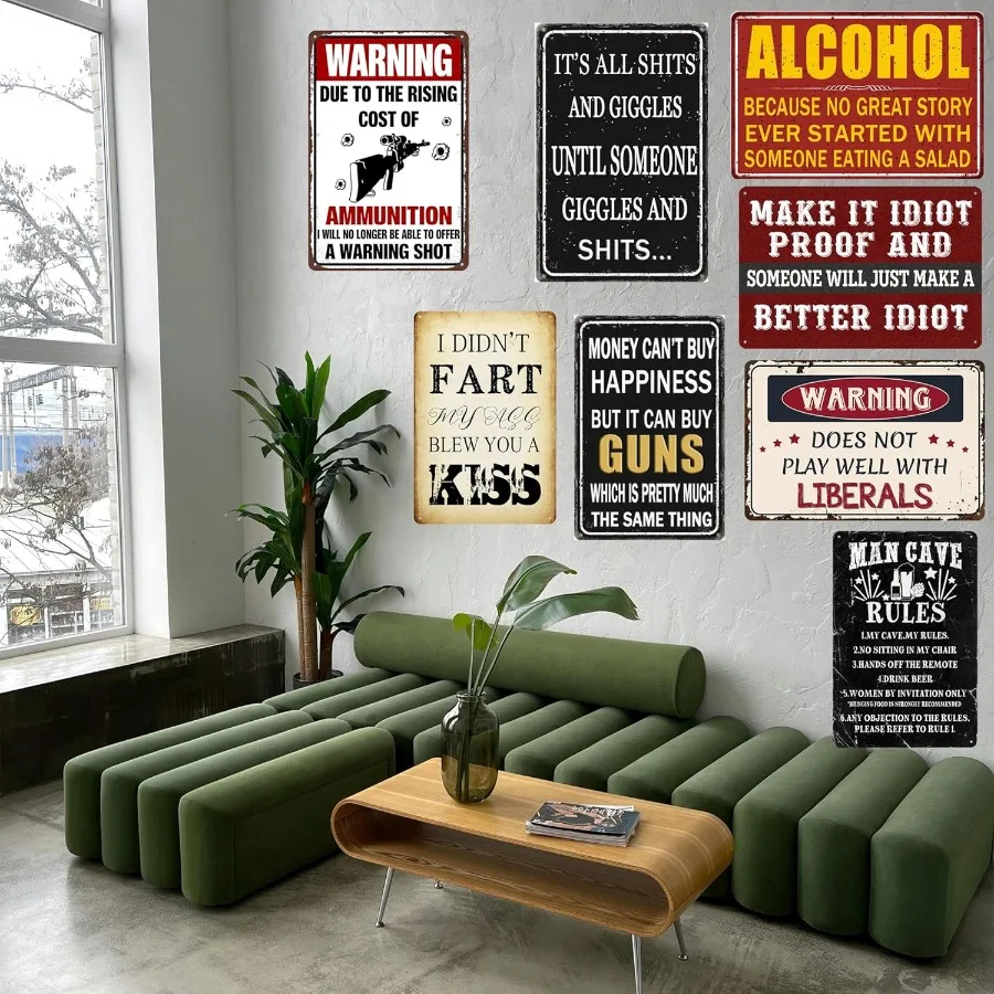 تين تسجيل البنادق اكسسوارات للرجال رجل الكهف علامات وديكور مضحك معدن القصدير تسجيل هدايا باردة لمحبي البندقية هدايا الصيد للرجال