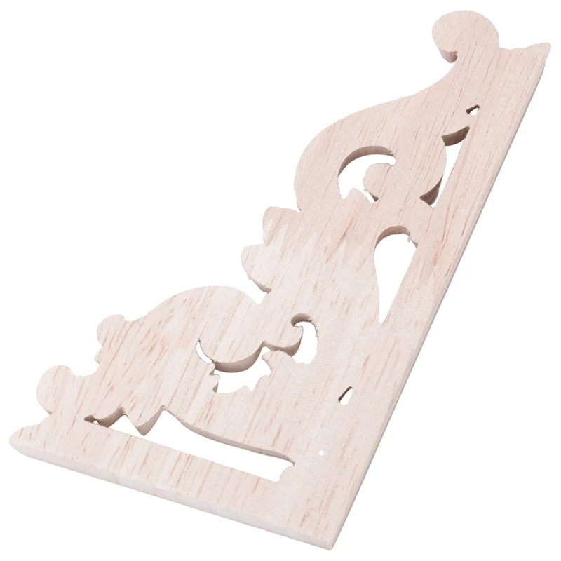 3 Pcs Carved Decal Woodcarving Corner Applique Furniture Door Wooden Cabinet Decoration, 2 Pcs 13 X 7Cm & 1 Pcs 12Cm