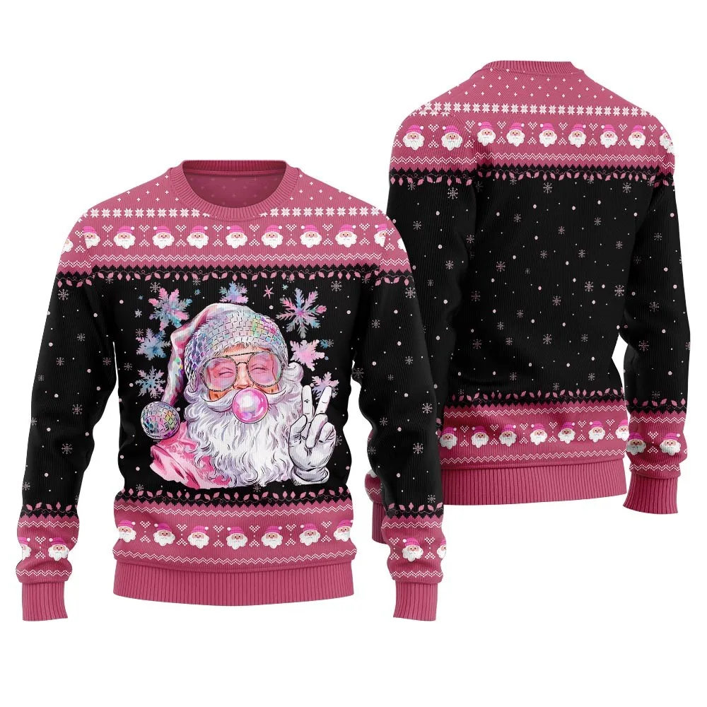 Santa Claus, Pet Cat Knitted Ugly Sweater, Cartoon Snowman 3D Print Pullover, Harajuku Casual Fun Long-Sleeved Sweatshirt