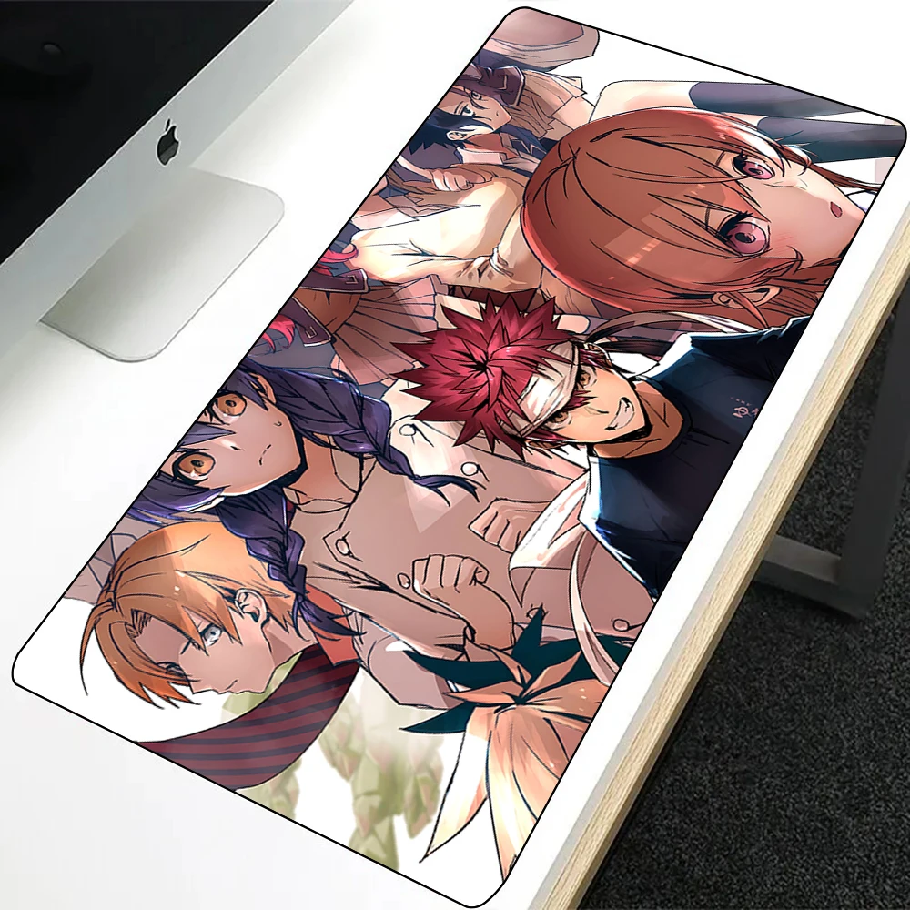 Alfombrilla de ratón Shokugeki no Som de la guerra de las comidas, alfombrilla de ratón antideslizante con borde de bloqueo, impresión HD, teclado, PC, escritorio, Gamers, XXL90x40cm