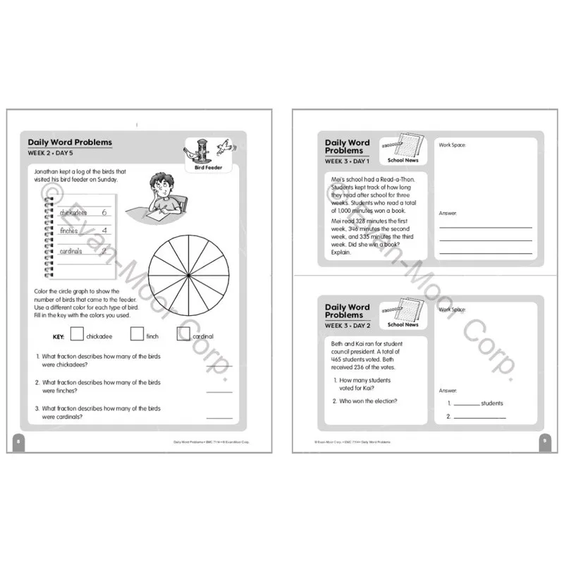 Evan-Moor Daily Word Problems Math Book, Grade 4 Student Book, Inglês, 7, 8, 9, 10, 9781596730458