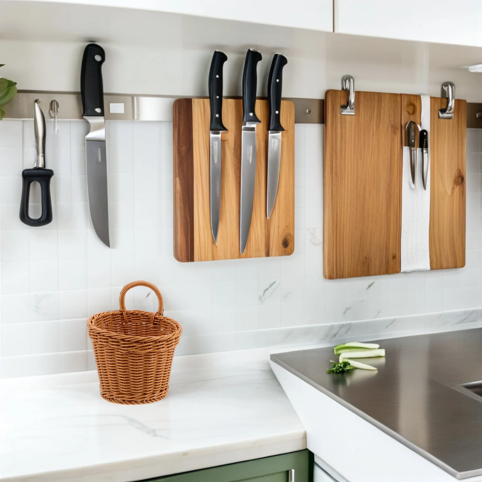 

Kitchen Basket Woven Hanging Organizer for Onion Garlic Ginger Storage Multi-Purpose Kitchen Storage Basket Pantry Fruit