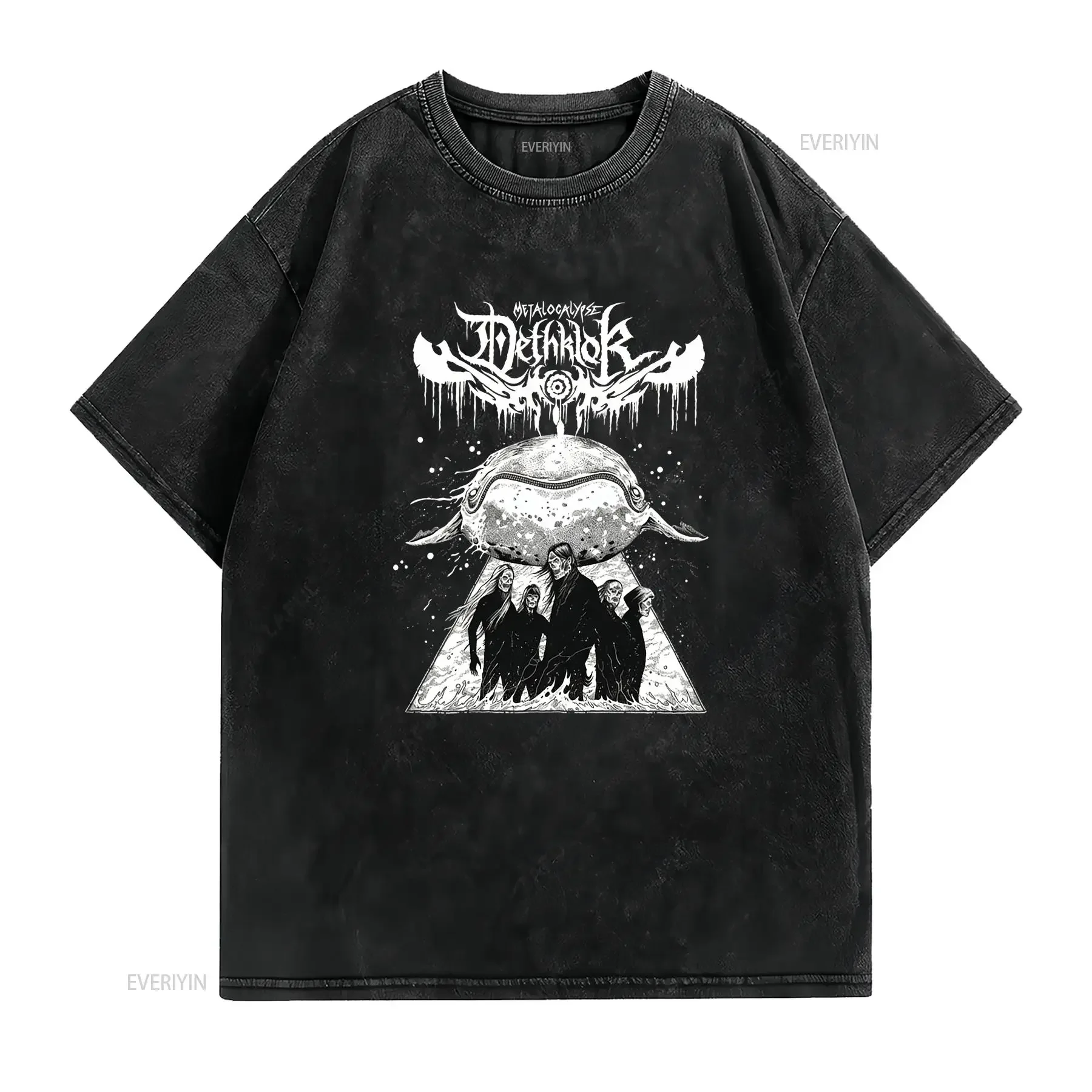 Dethklok Band Black Color T Shirt  SG705 vintage Washed streetwear designer clothes Top For Everyday Wear Stylish Casual