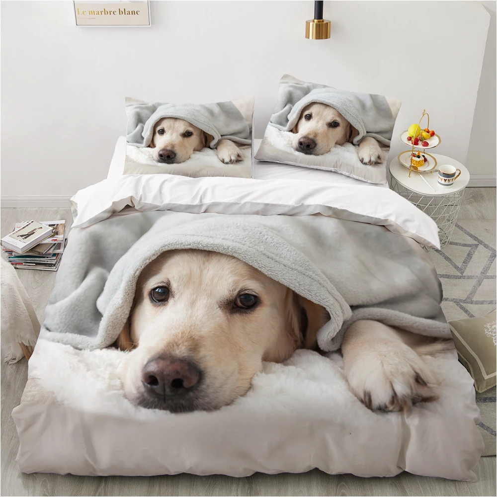 

3D Dog Bedding Set Europe Queen King Double Duvet Cover Pet Puppy Pattern Quilt Cover Bed Set Animal Comforter Cover