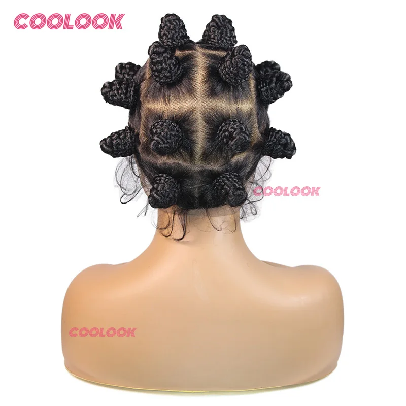 16" Synthetic Bantu Braided Wigs Full Lace Front For Black Women Box Braid Wig With Baby Hair Knotless Faux Locs New Fashion