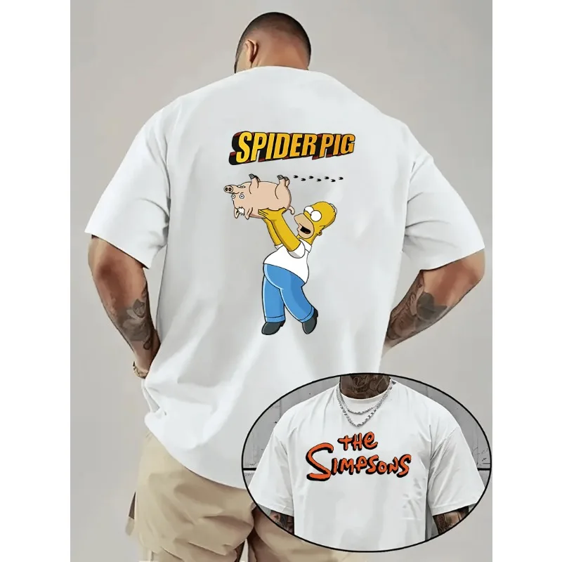 

2025-26 Мужская уличная футболка The Simpsons, толстовка с принтом SPIDER PIG, новая модная футболка из 100% хлопка с принтом