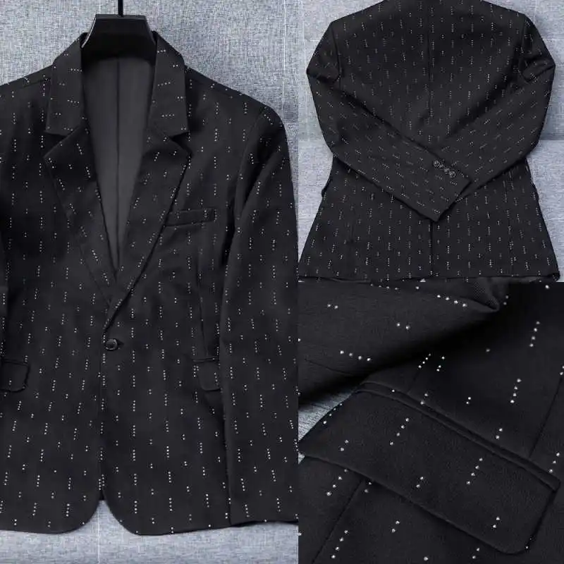 

Shining Men Suit 1 Pieces Jacket Beading Crystal Single Breasted Special Occasion Prom Party Customized trajes para hombre