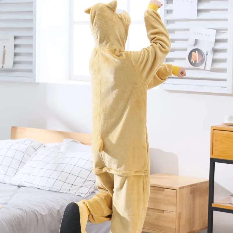 Shiba Inu Onesies Lingerie Nachtkleding Homewear Lange Mouw Flanellen Anime Cartoon Eendelig Pyjama Lingerie Volwassen Rompertjes Casual