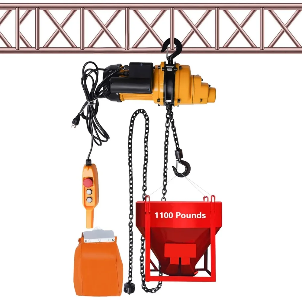 1100LBS Overhead Single Chain Hoist Crane,13ft Lift Height Chain Hoist Lift Power System 10ft Wired Remote & 360° Rotatable Hook