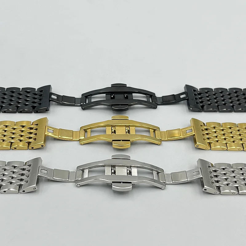 5/10pcs Stainless Steel Watch Strap Universal Bracelet Replacement Men Women Sport Wrist Band Metal Folding Buckle Strap 12-24mm