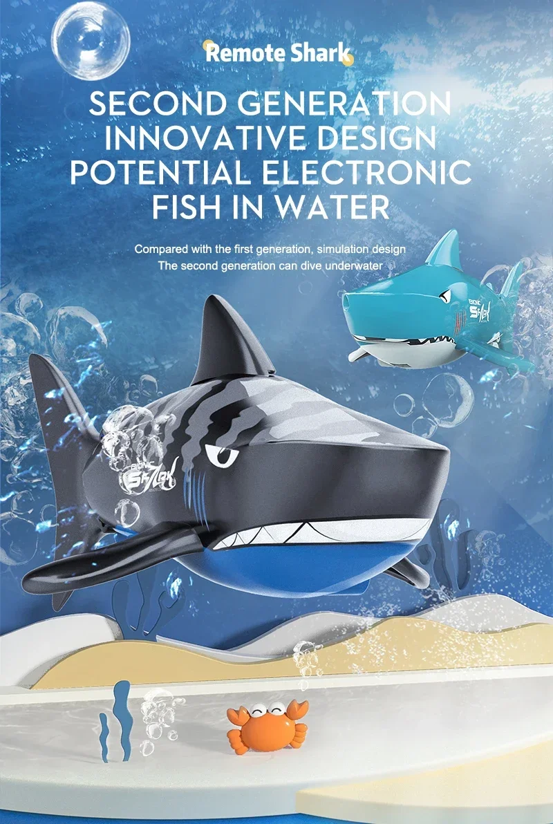 Rc requin électrique télécommande animaux jouet pour enfants garçons enfants cadeaux animaux poisson piscines bain sous-marin noël