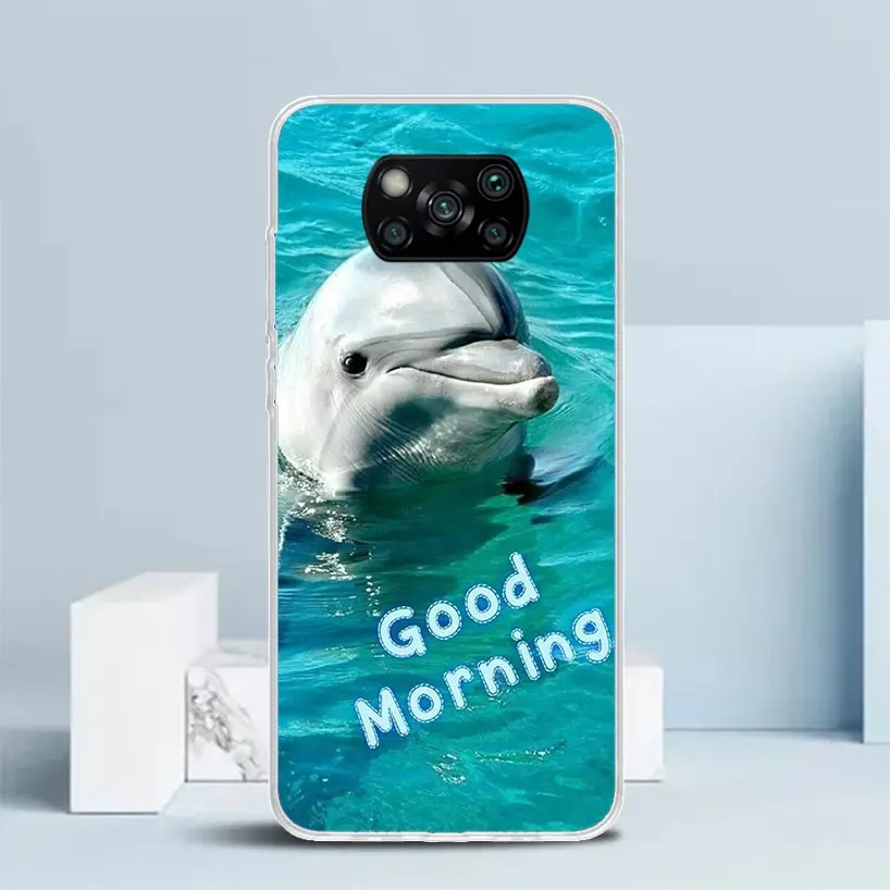 Ocean Animal Cute Dolphin Phone Case For Xiaomi Poco X6 X5 X4 X3 Nfc F6 F5 Pro F4 Gt F3 F2 F1 M5S M4 M3 M2 Soft TPU Back Cover