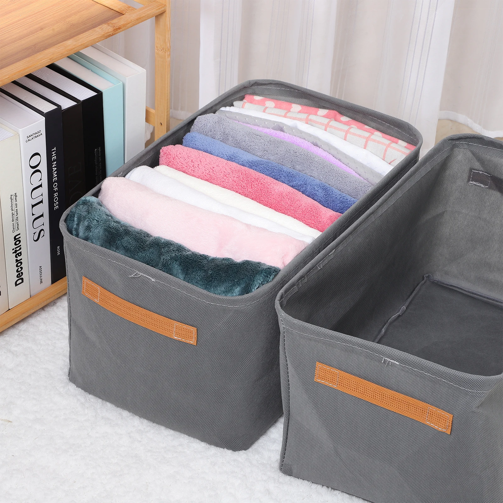 

3Pcs Stackable Clothes Organizer Fabric Drawers Large Capacity Closet Storage Bins Pants Sweater Organizer Clothes Storage