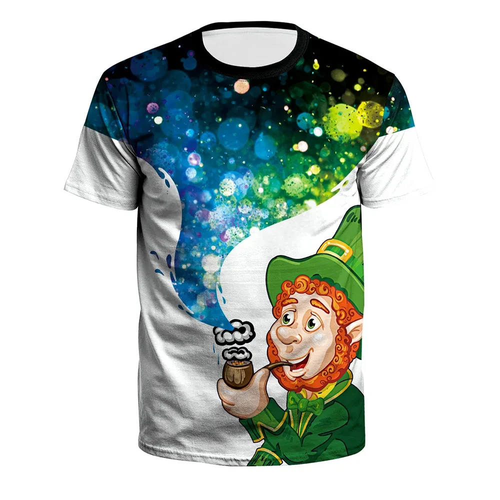 St. Patrick Day Men T Shirt Green Round Neck Tees 3D Printing Casual Streetwear Summer Short Sleeve T Shirt Male Sports Clothing