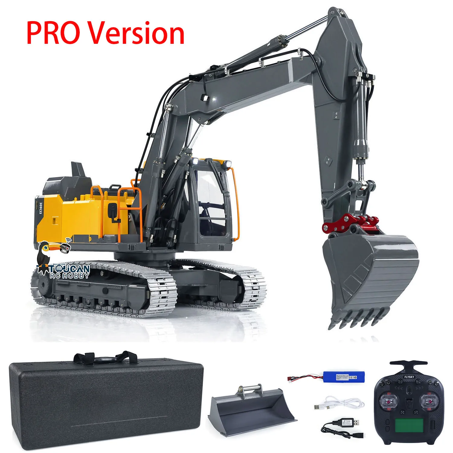 

Upgraded EC160 E111 E010 RC 1/14 Hydraulic Excavator CNC 3-arm Digger Light System Quick Release Remote Control Model RC Car Toy