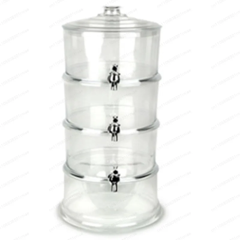 juice dispenser with faucet draft beer bucket, three-layer beverage bucket, transparent large-capacity cafeteria wine rack