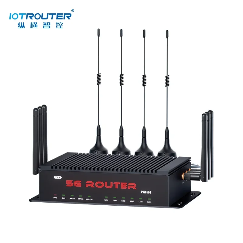 5G Industrial WIFI6 Wireless Router with Sim Card Slot & 10 External Antennas LTE & QoS Features