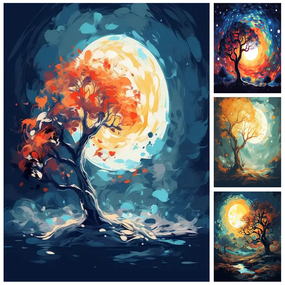 Moonlight Forest Tree Cross Stitch Kit 5D Diamond Painting Diamond Art Painting Kit Home decoration handmade gift