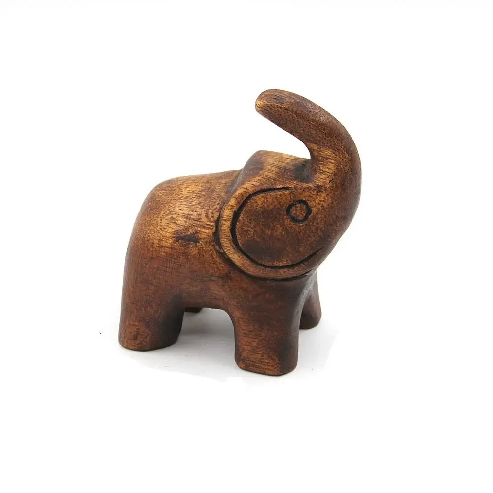 Mango Wood Crafts Wood Carving Cute Baby Elephant Wood Creative Home Jewelry Gifts,Elephant Figurines,Elephant Decor