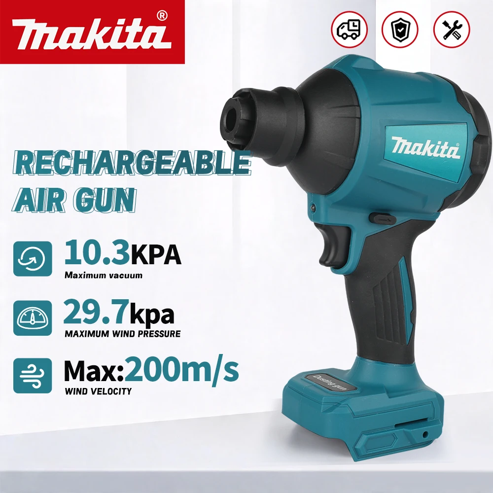 For Makita DAS180 18V Lithium Cordless Blower, 10.3KPA Vacuum Pressure Vortex Fan for Workshop Dust Cleaning