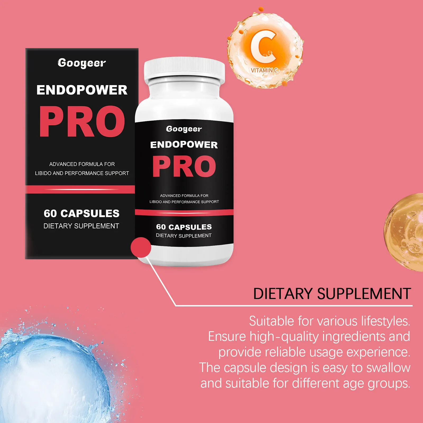 Vitamin C Tablet Energy Supplement Anti-oxidation Enhance Immunity Capsule for Men Boost Energy