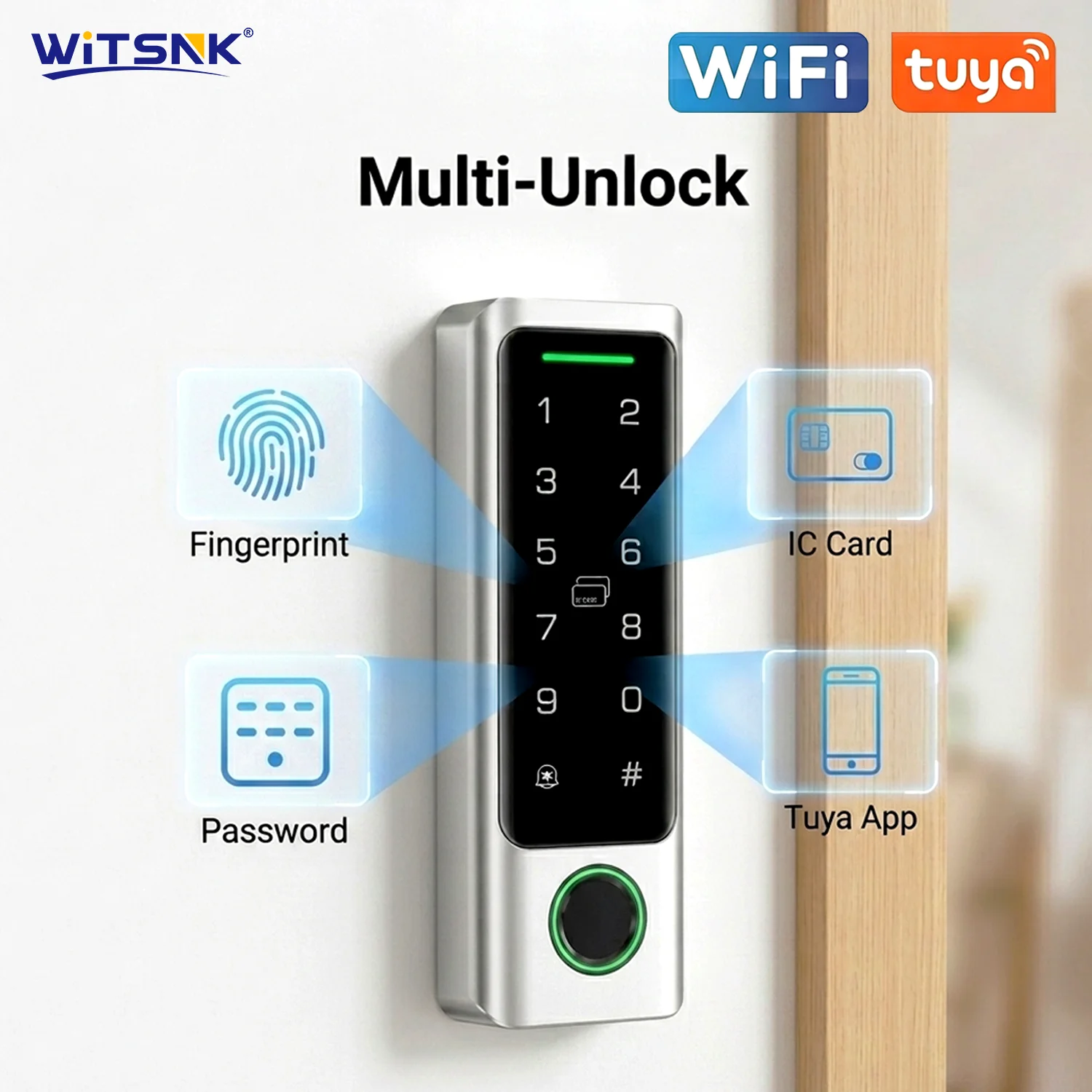 TuyaWiFi Smart Fingerprint Access Control IP68 Waterproof Metal Case RFID Card Backlight Keypad Remote Unlock Gate System Device