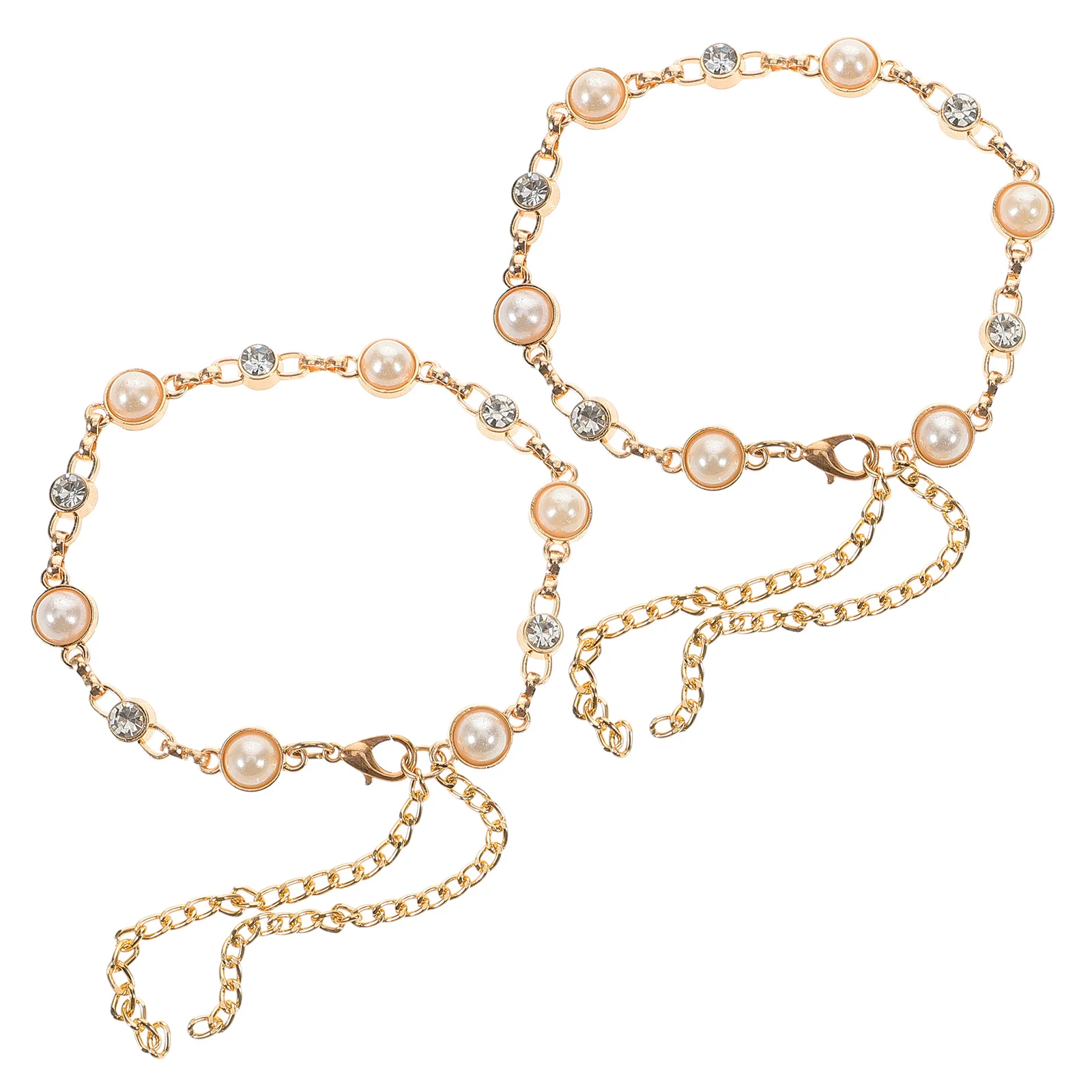 

1Pair Pearl Rhinestone Chain Shoelaces High Heels Anti Slip Straps Fashionable Elegant Accessory Women Party Wedding