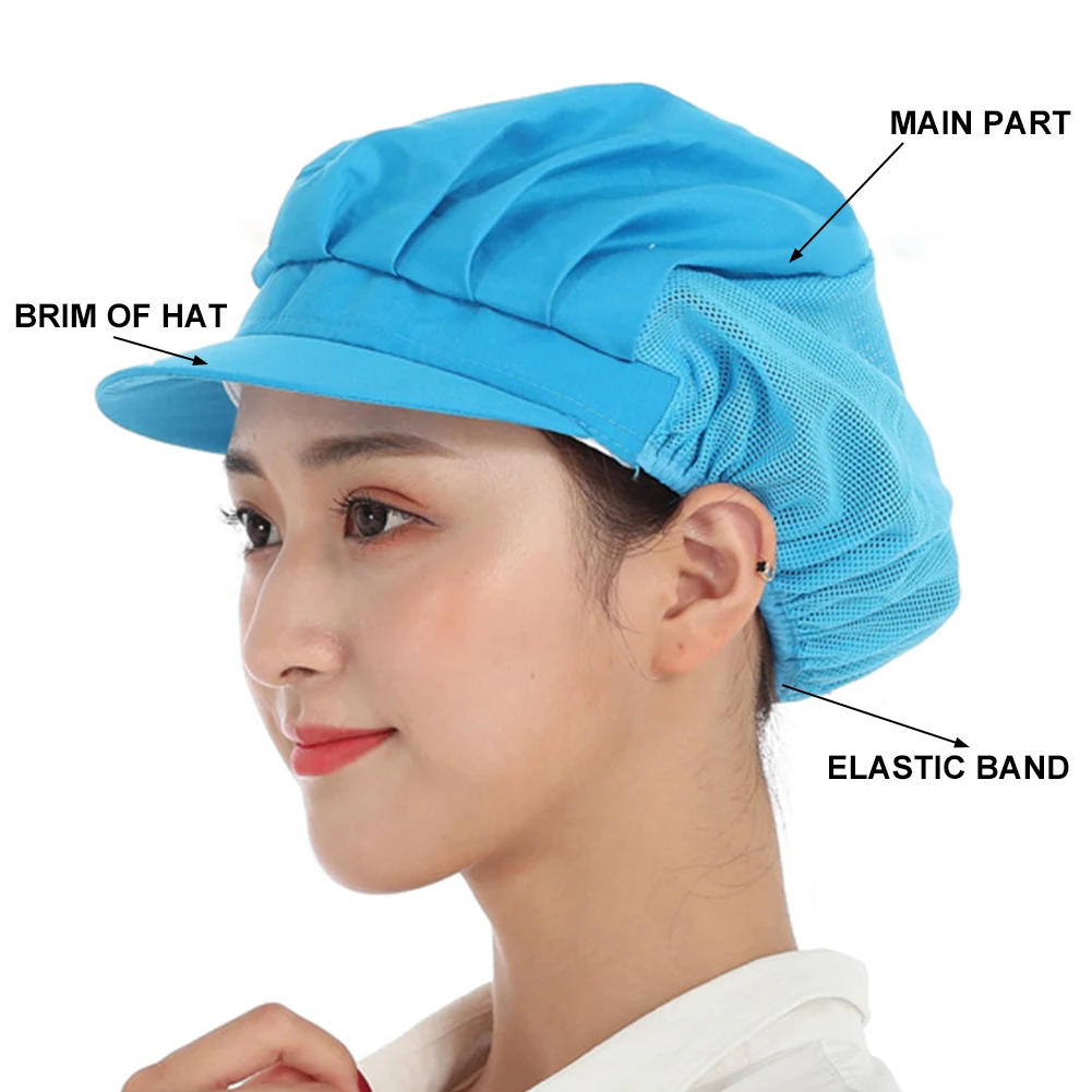 Unisex Chef Hat Elastic Breathable Cooking Chef Cap Dust-Proof Hat For Workshop Factory Kitchen Fit 50-65 CM Head Circumference