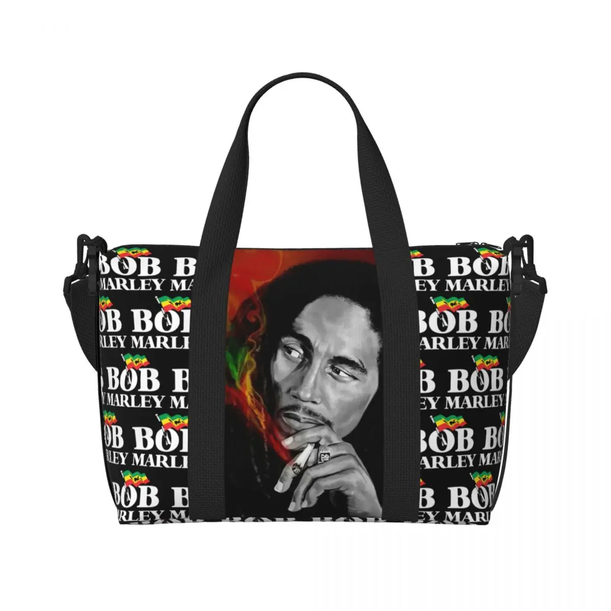 Custom Jamaica Singer Reggae Rock Bob Marley Beach Tote Bag Women Extra Large Gym Carry On Travel Shopping Bags