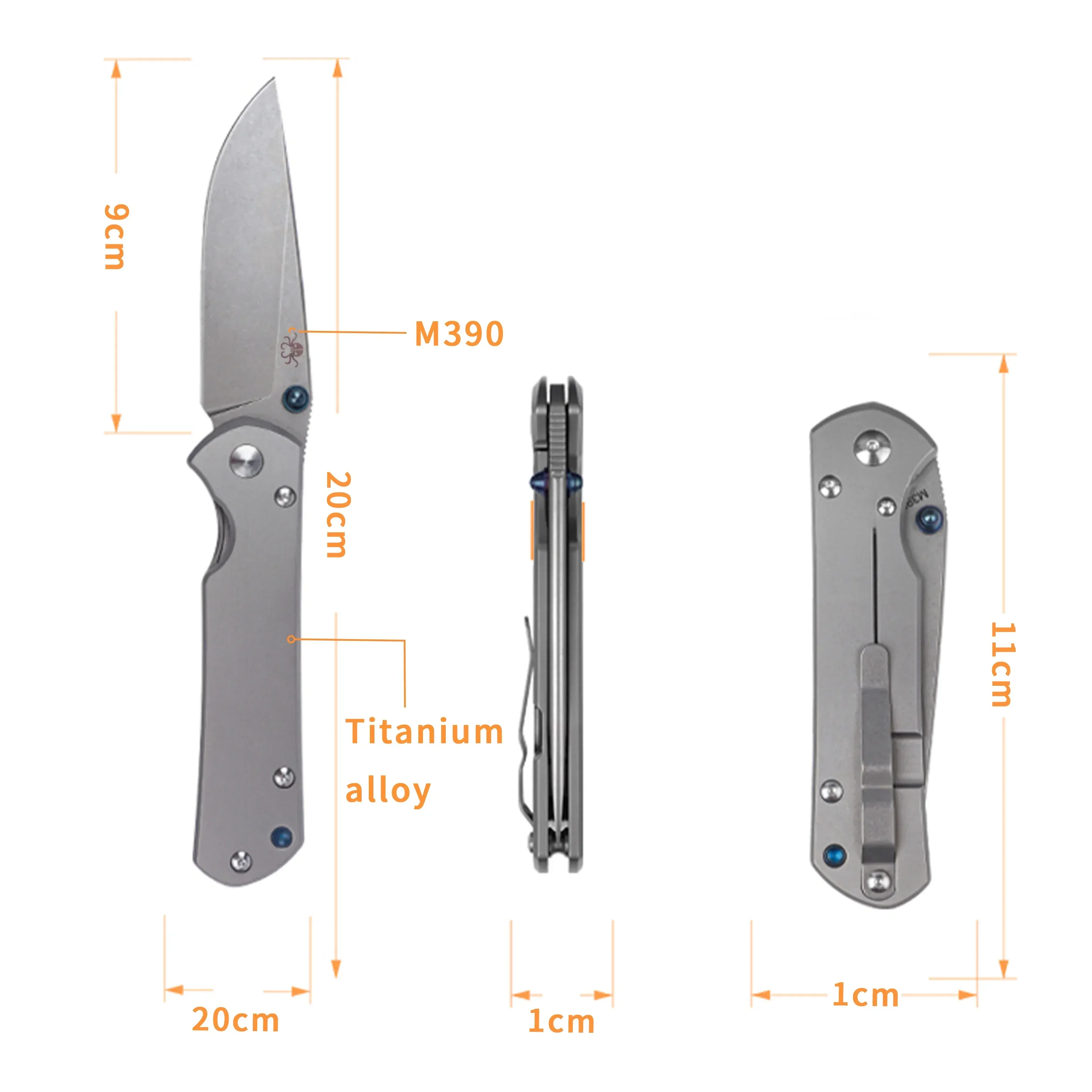 HWZBEEN J148 M390 High Quality Titanium Handle Multipurpose Folding Knife Titanium Handle Hand Tools Self Defense Colllection