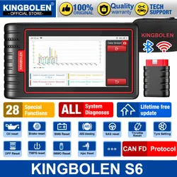 Lifetime Free Update Newest KINGBOLEN S6 CAN FD All System Car Diagnostic Tools Auto OBD Scanner Bluetooth 28 Resets Auto Vin