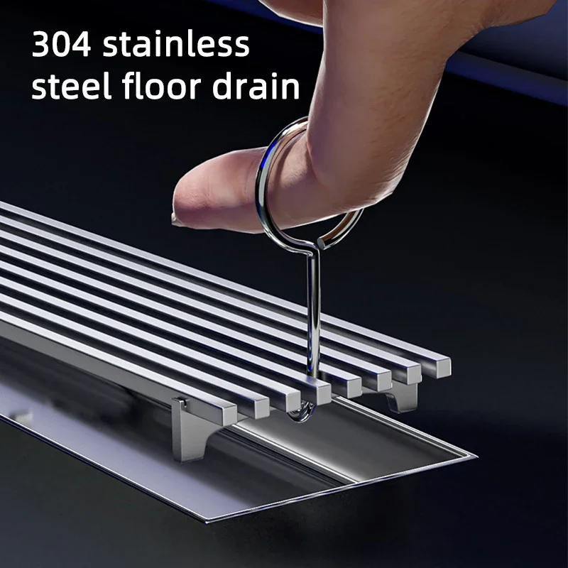 Shower Floor Drain Anti-odor Bathroom Floor Drain 20-60CM Rectangular Shower Drains with Copper Core Waste Filter Drainage