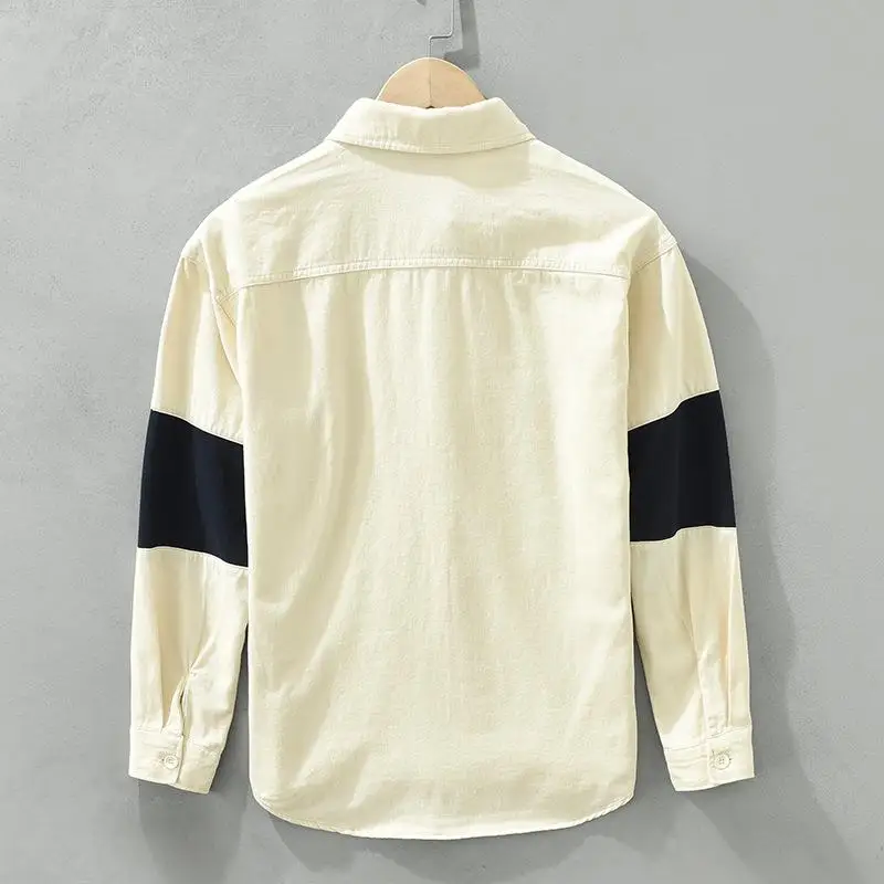 

Мужская рабочая одежда, длинный хлопковый дышащий повседневный кардиган с откидным воротником и длинным светом, открытый кардиган для повседневной носки