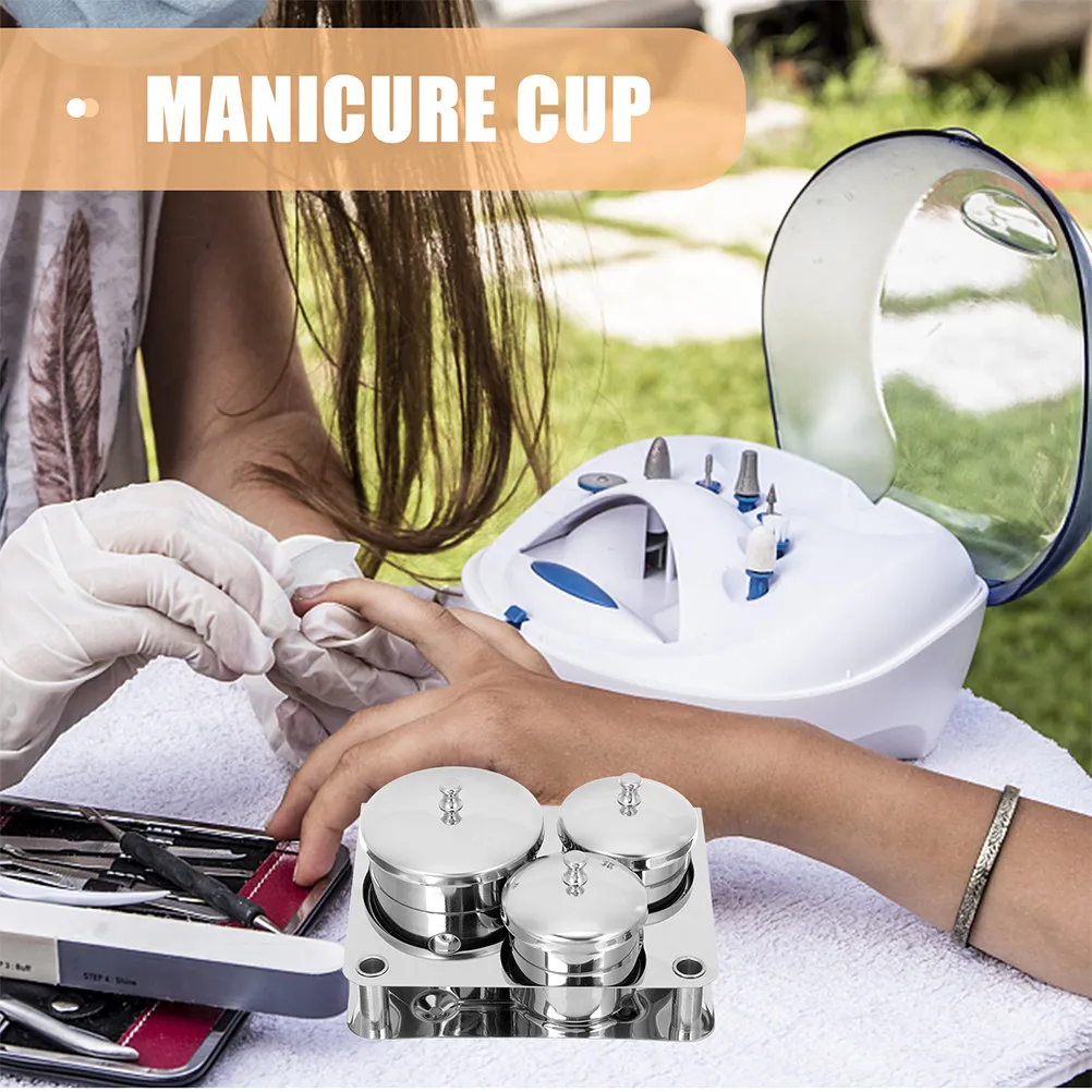 

1 Set Stainless Steel Nail Art Equipment Cup Bowls Powder Liquid Holder Portable Manicure Mixing Storage Tools for Nail Salon