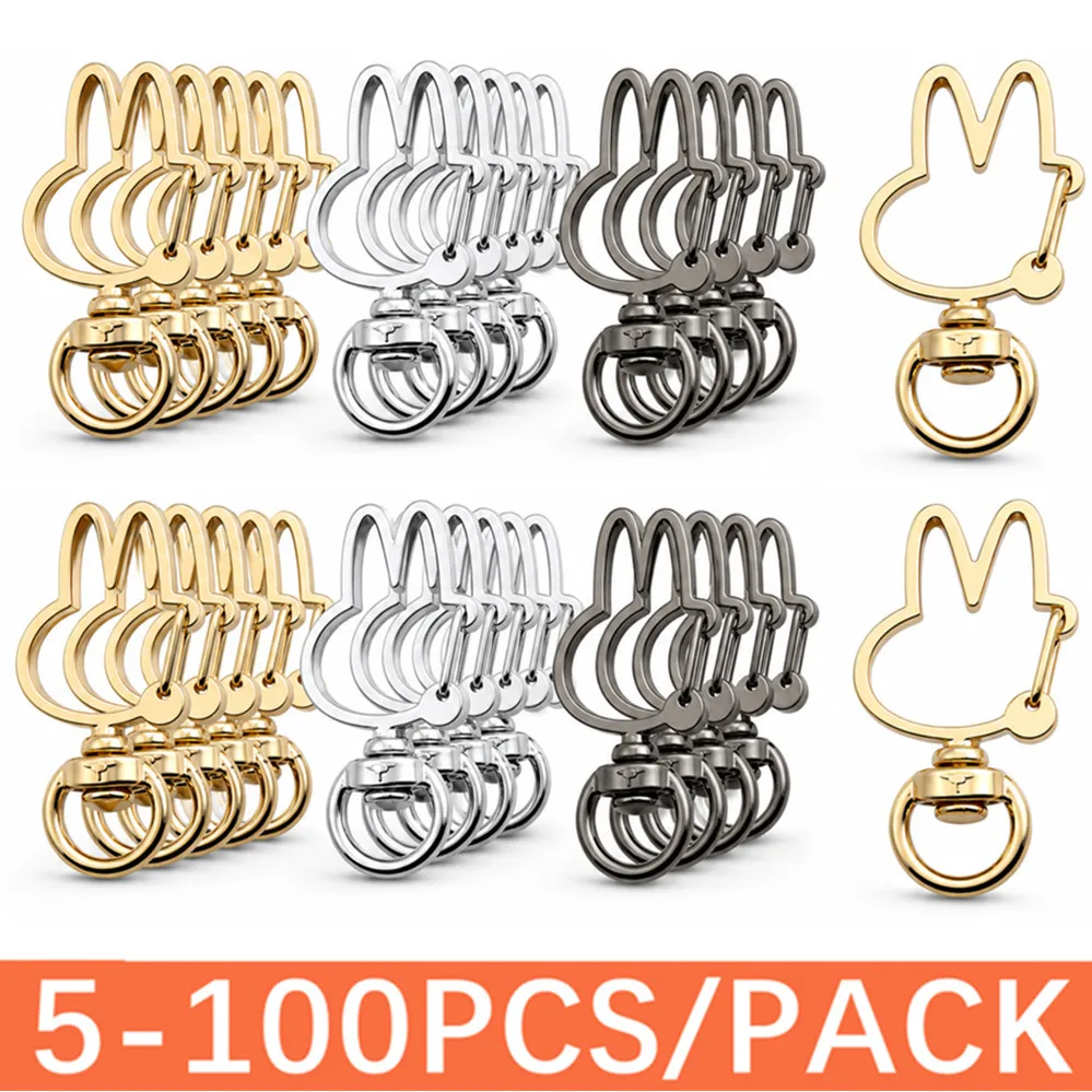 5/50/100Pcs 3 Color Animal Key Chain Lobster Clasp Hooks Key Ring Rabbit Buckle DIY Making KeyChain Jewelry DIY Accessories