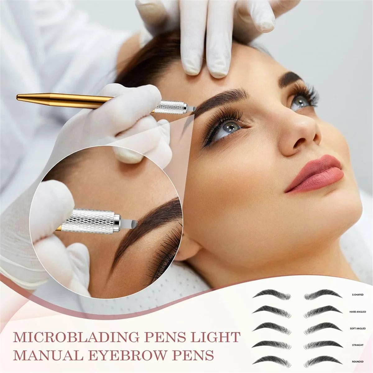 50 Count Microblading Pens Manual Eyebrow Pencils Microblading Supplies Aluminum Microblading Hand Tools for Cosmetics B