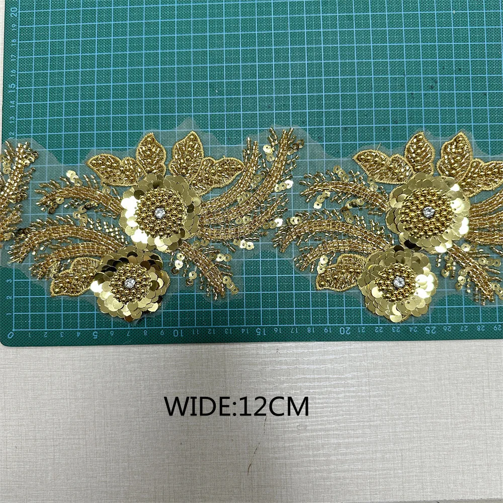 4.5yards Rhinestone Lace Trim Applique Sequin Beaded Trim for clothes