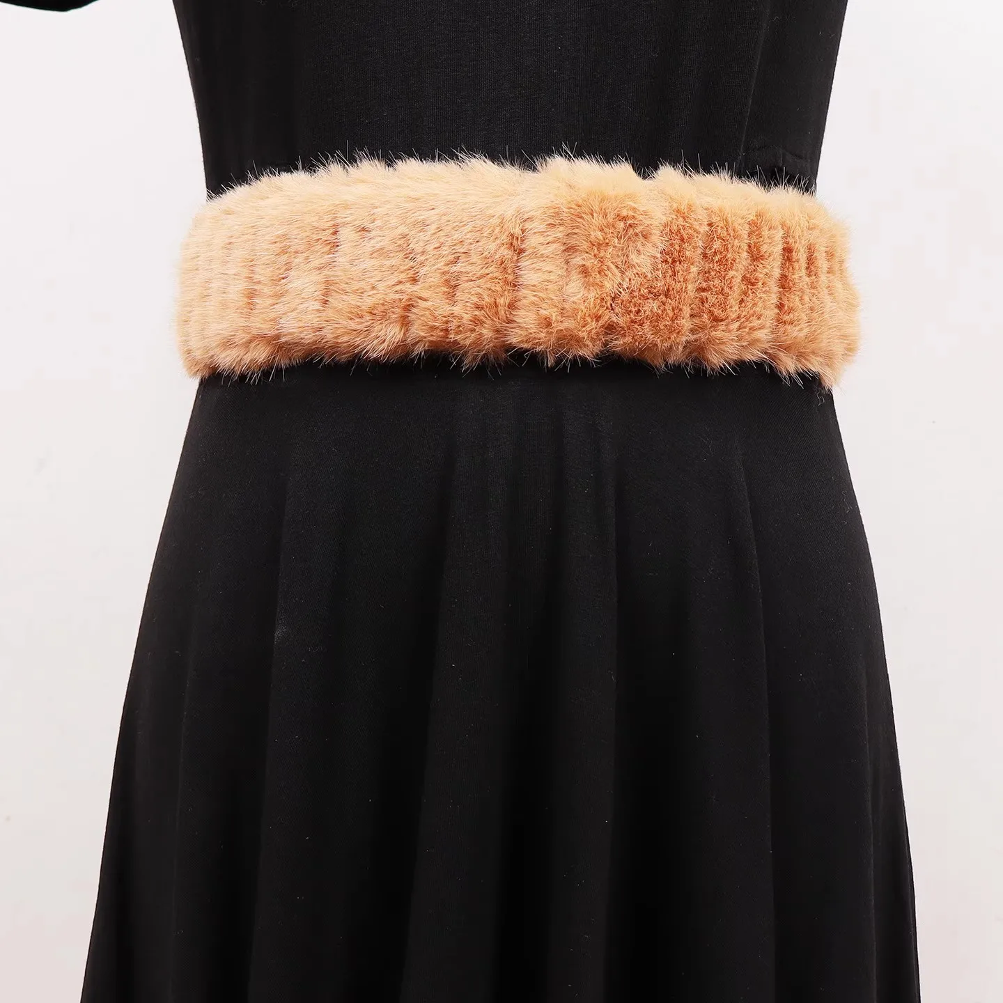 여성용 인조 모피 탄성 허리띠 여성 드레스 코르셋 허리띠 장식 와이드 벨트 R3105